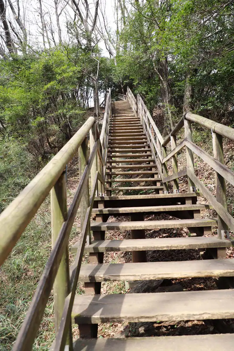 木製の急な階段